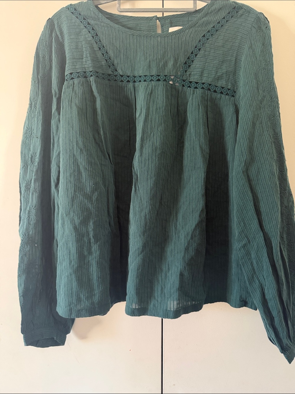 NWT Loft Dark green top with embroidery